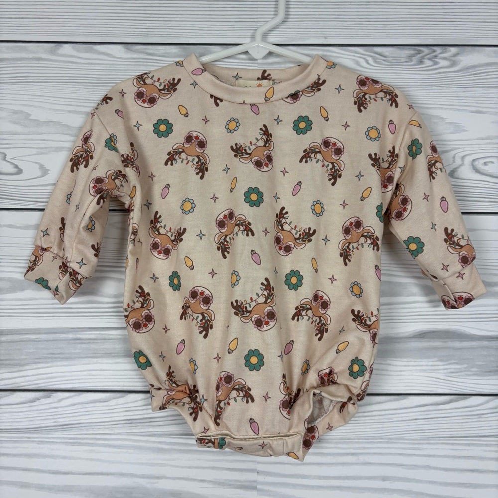 Tullabee Baby Girl Christmas Reindeer One Piece Outfit 6/9 Months NWOT